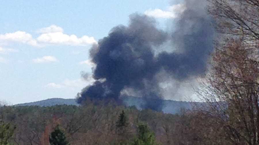 Smoke could be seen from several miles away after a barn fire in Laconia Sunday.