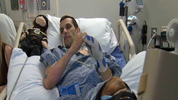 Marc Fucarile, who lost a leg, says he owes his survival to a Boston firefighter who told him to think about his fiancee and son to stay alive.