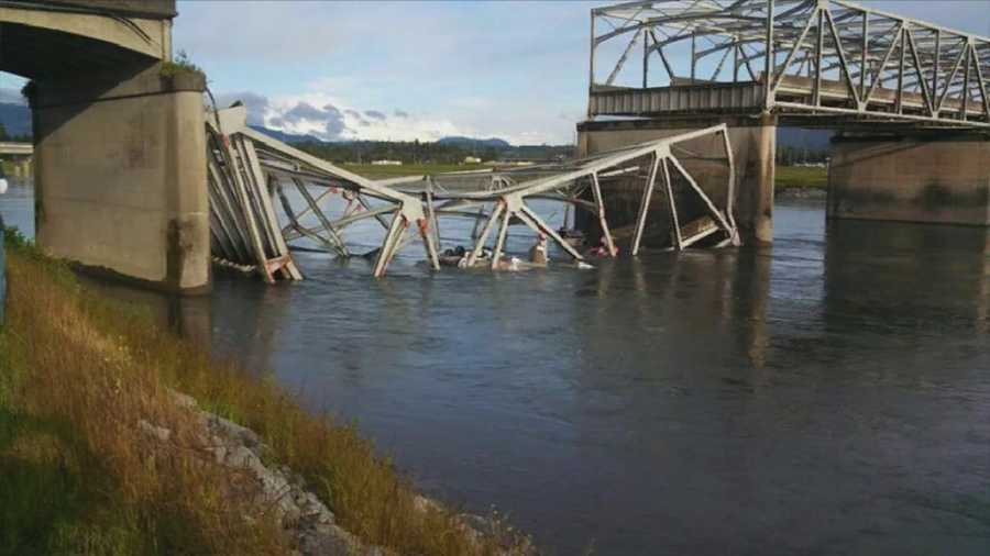 The four-lane Interstate 5 Skagit River bridge collapsed about 7 p.m. local time.