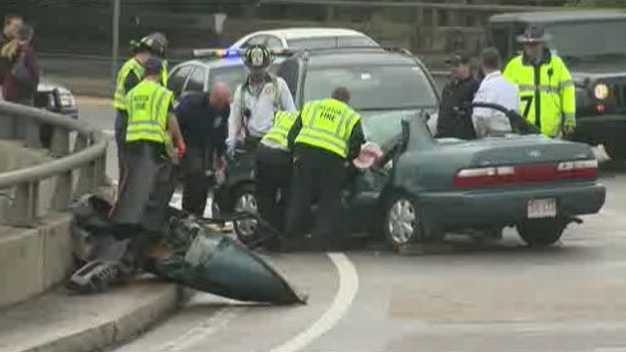 One person died in a 3-vehicle crash on the Mass. Pike on May 25, 2013.