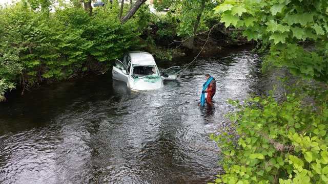 Elderly couple pulled from submerged car in river