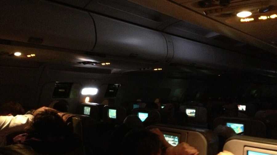 A passenger on board Jet Blue flight 425 posted this photo to Twitter of passengers bracing for landing in Newark.
