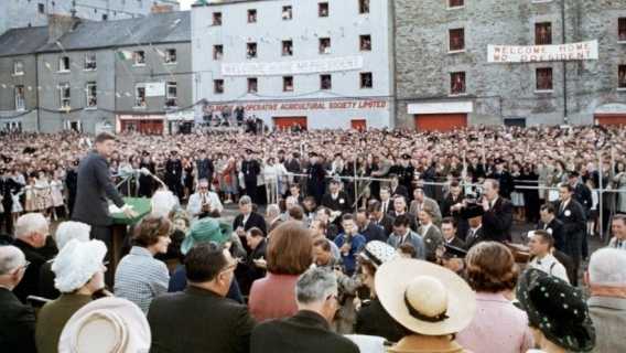 President Kennedy addresses the people of New Ross, Ireland in 1963. 