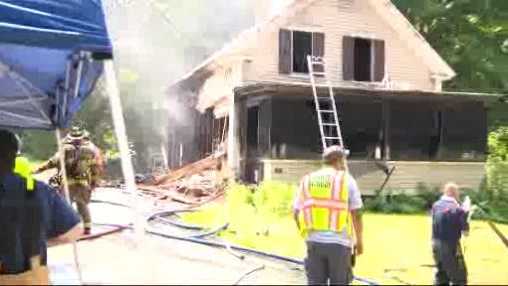 A house in Berlin catches fire after two propane tanks explode.