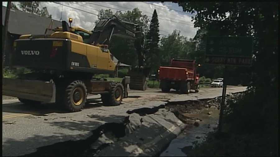 Residents in Surry say Friday night’s rain came down with such force that it washed away part of the road.