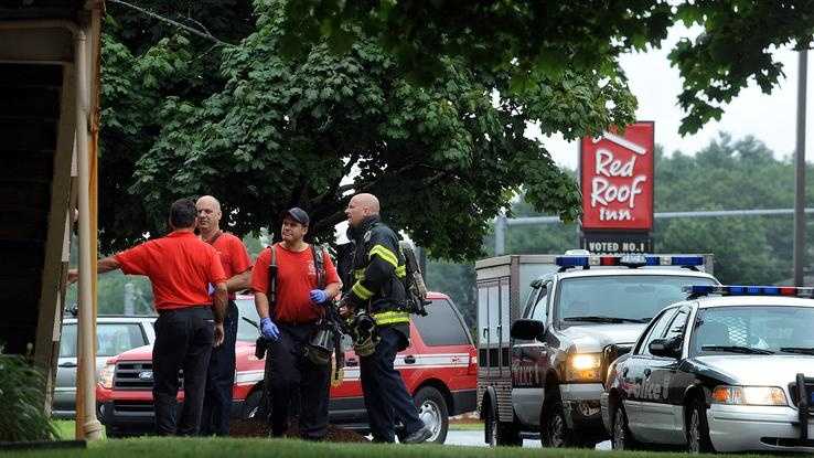 Firefighters at the Red Roof Inn Friday morning responded to a medical call and found unsanitary conditions and 8-10 dogs in the motel room. The woman was taken to the hospital by ambulance and the scene was turned over to Animal Control and the Board of Health