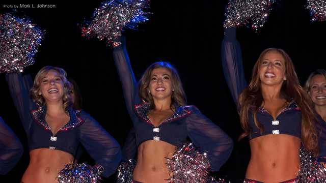 Pats cheerleaders show off new blinged-out uniforms