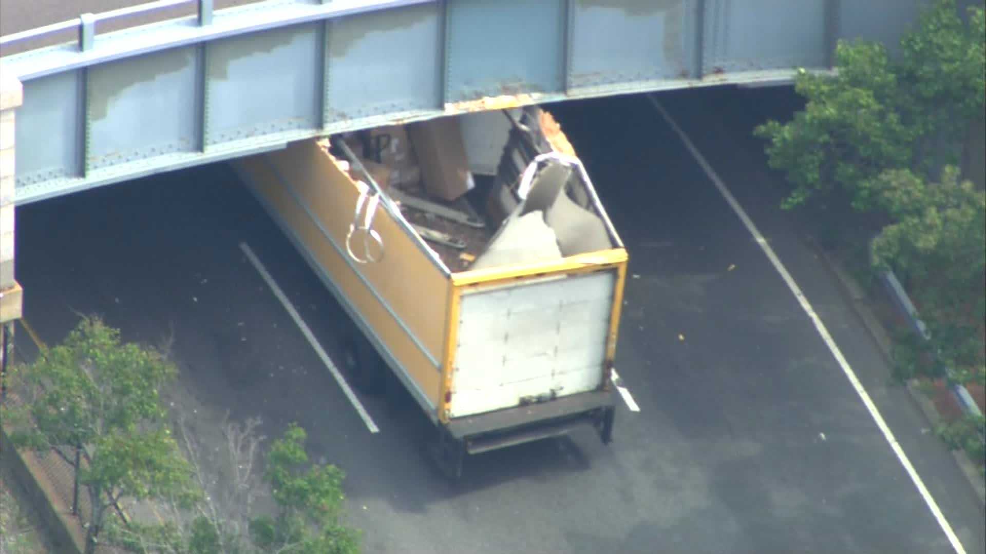 Truck Stuck Under Storrow Drive Bridge