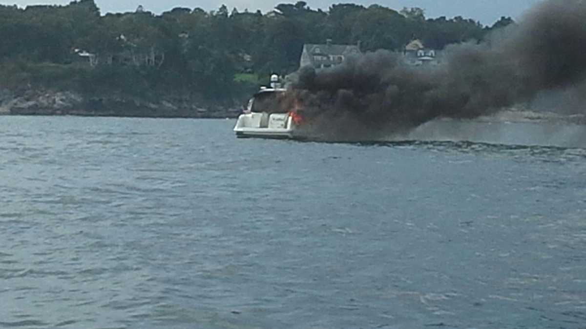 Photos: Boat catches fire in Portland Harbor