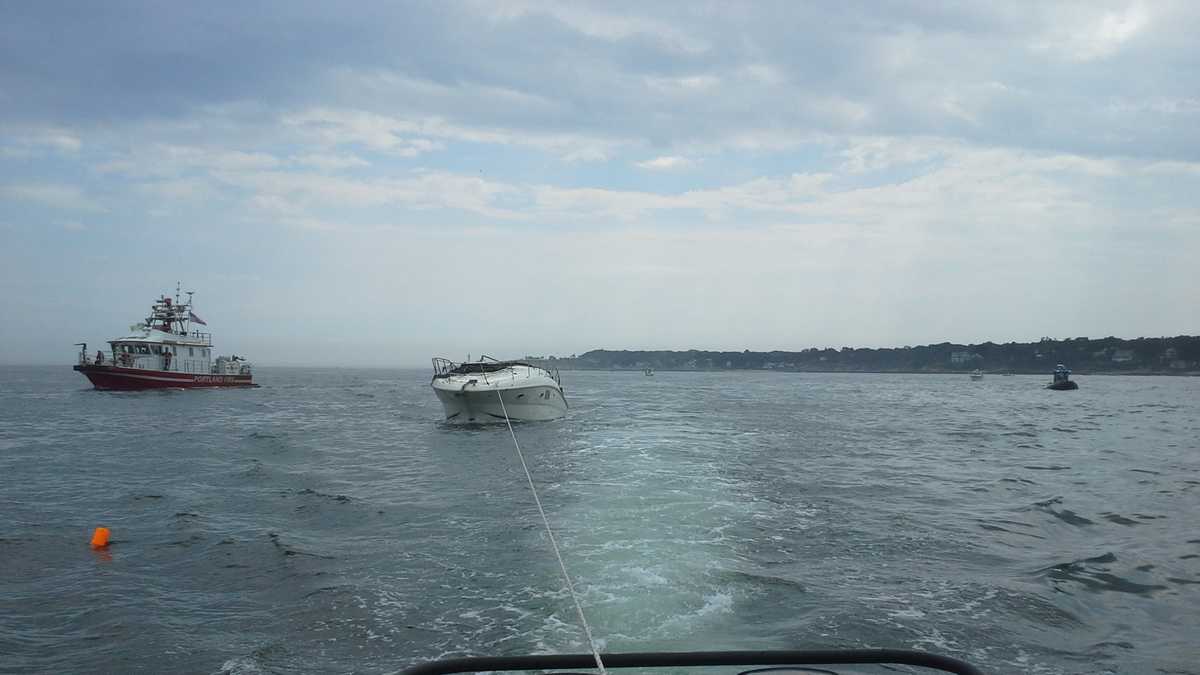 Photos: Boat catches fire in Portland Harbor