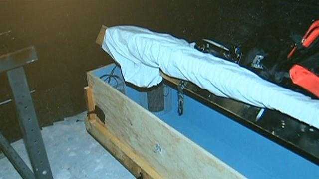 A homemade child-sized coffin.