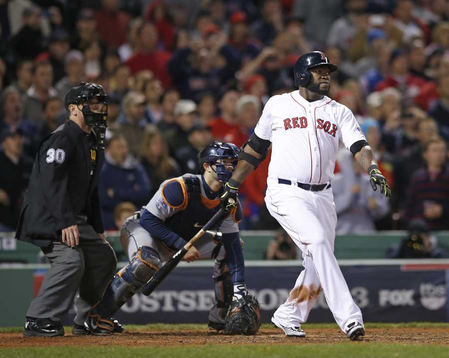 Boston Red Sox catcher Jason Varitek jumps into the arms of pitcher Keith  Foulke after the final out of game four of the World Series beating the St.  Louis Cardinals 3-0 at