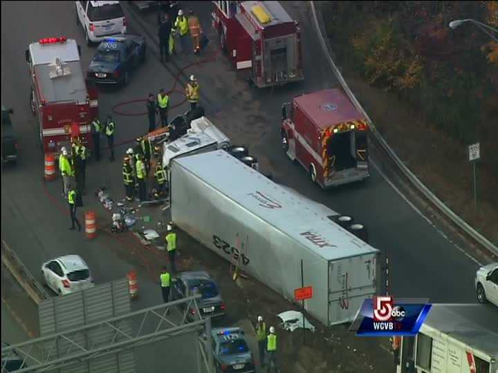 Driver Rescued From Tractor-trailer After Crash