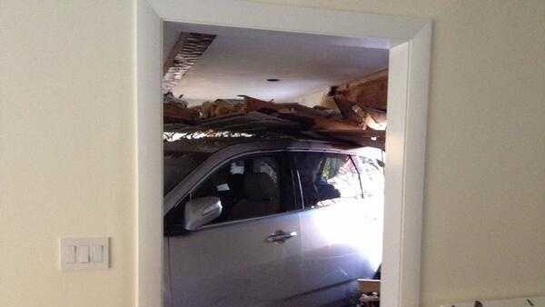 The vehicle went right into the home on Spaulding Lane.
