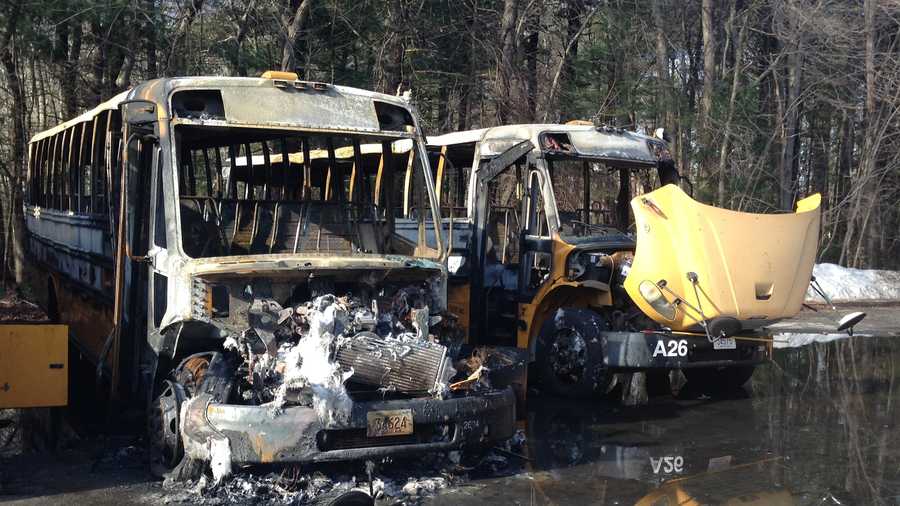 Three buses were total losses and another was damaged, fire officials said.