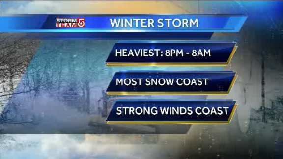 Timeline: When snow will fall heaviest in your area