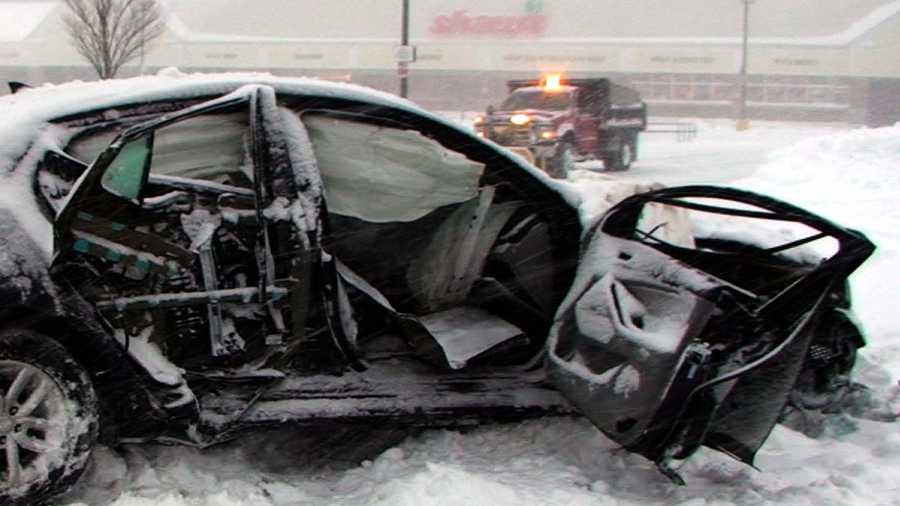 A driver was injured in Wareham when a car was hit by a snow plow on Route 6. 