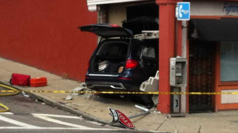 Police are investigating an accident in Dorchester where a vehicle crashed into a building at Blue Hill Avenue and Brunswick Street on Saturday morning.
