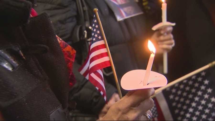 Hundreds filled the small fire house on Centre Street to honor two fallen firefighters who called this Boston neighborhood home.