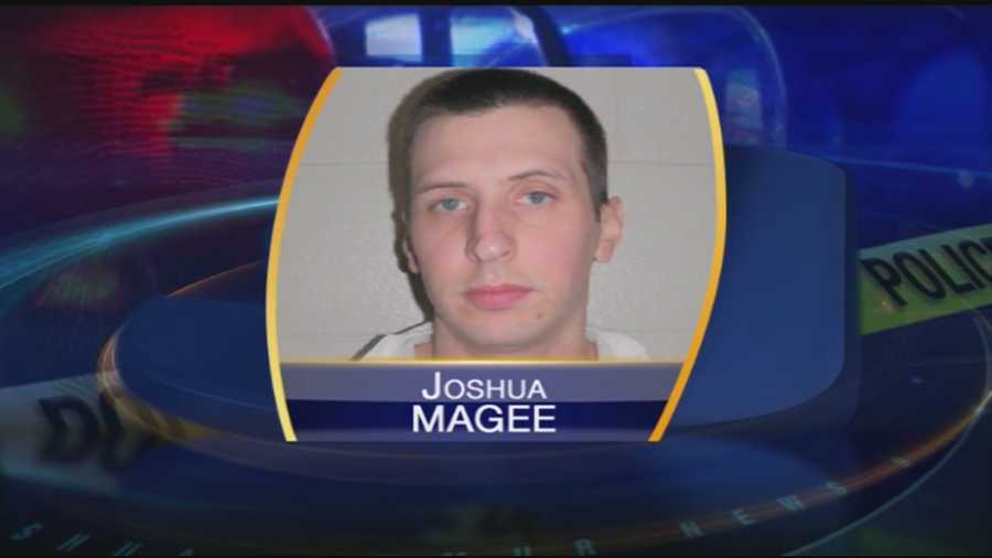 Joshua Magee, 29, faces a slew of charges including armed robbery and criminal threatening with a deadly weapon.