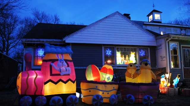 He has collected hundreds of the plastic figurines over the years and each Christmas places them in his yard along with strings of lights and other decorations