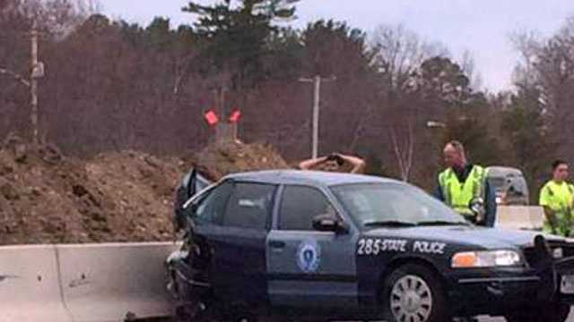 A Massachusetts State police cruiser was involved in a crash in Amesbury Monday.
