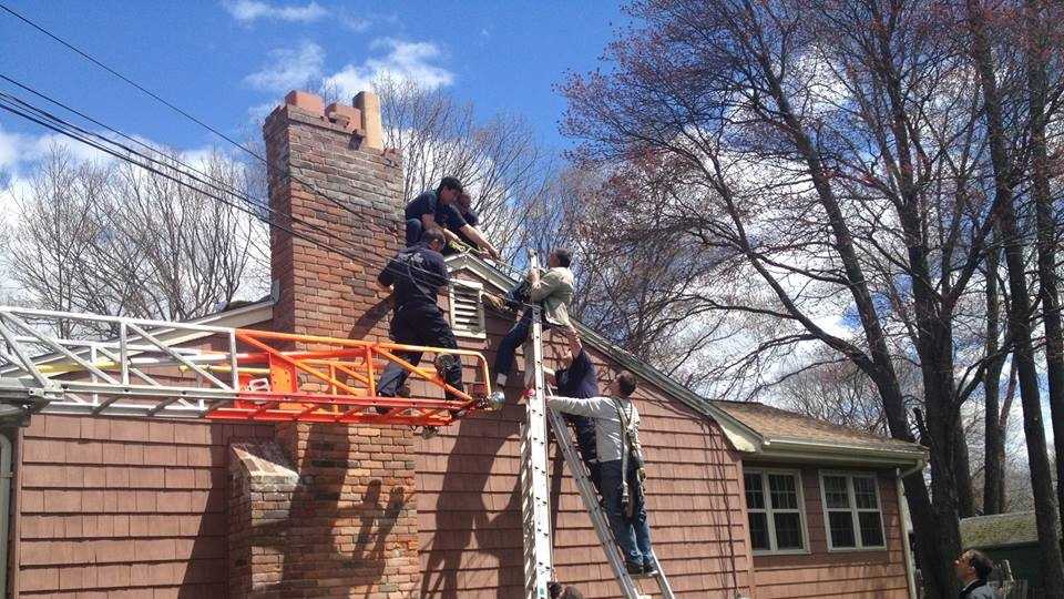 Man entangled in power line after fall