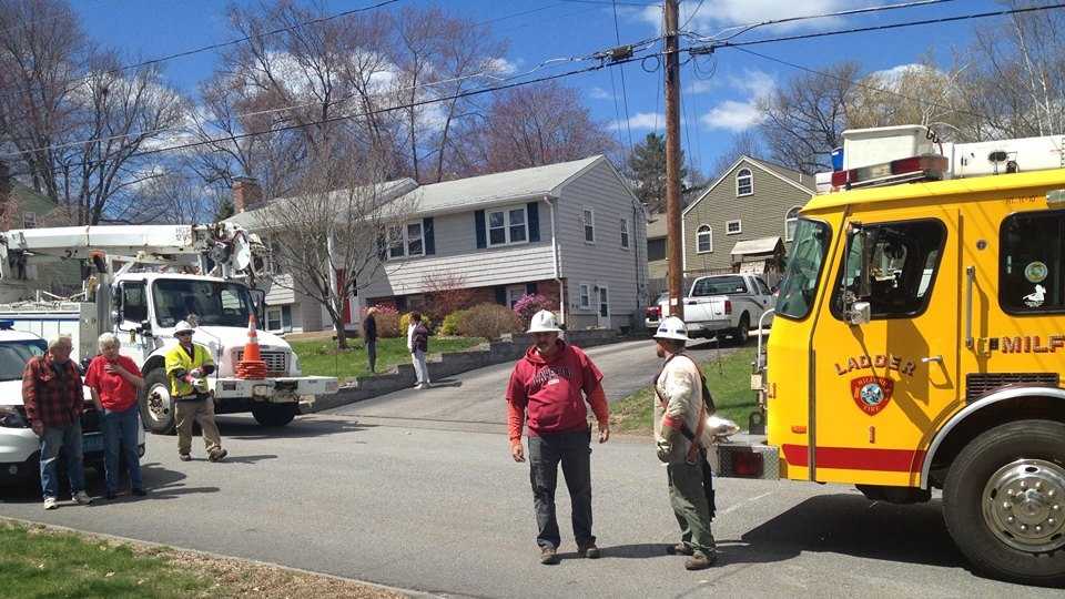 Man entangled in power line after fall