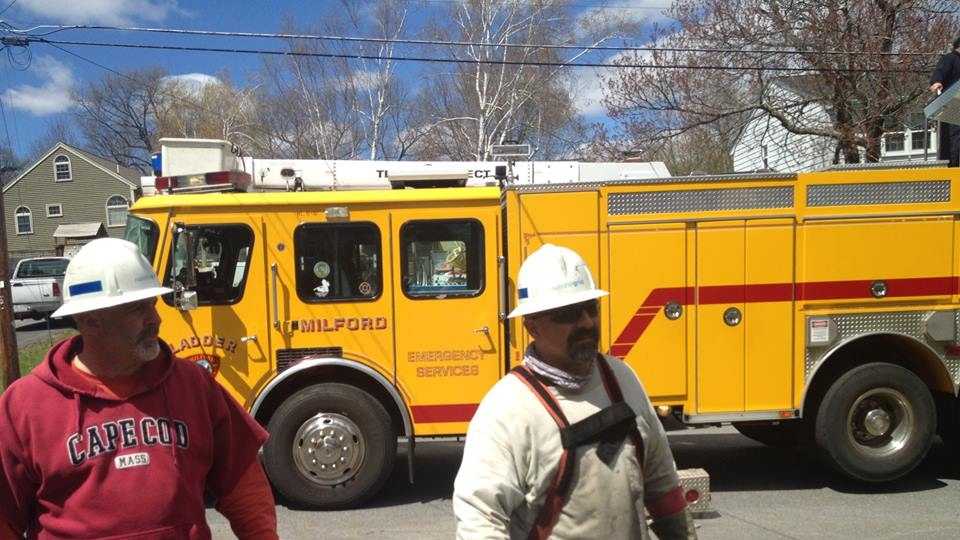Man entangled in power line after fall