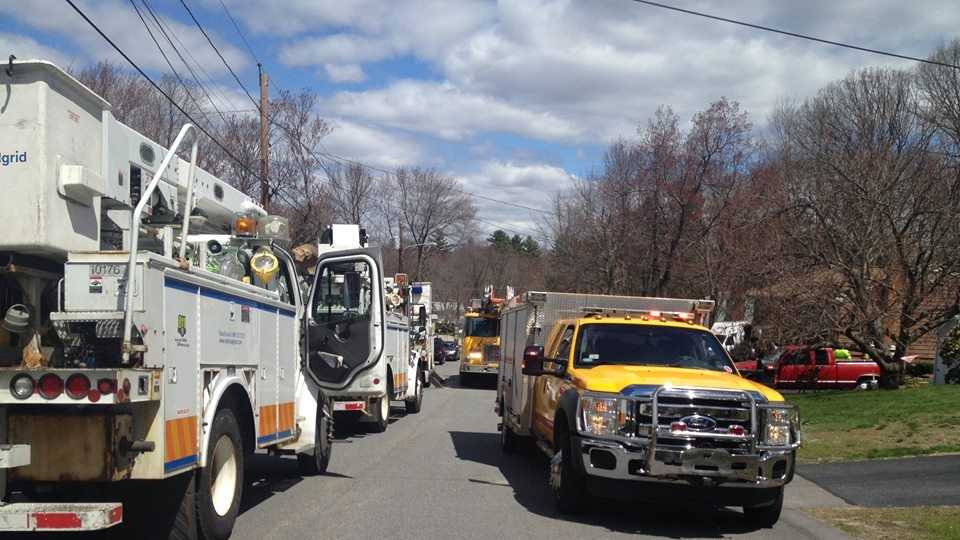 Man entangled in power line after fall