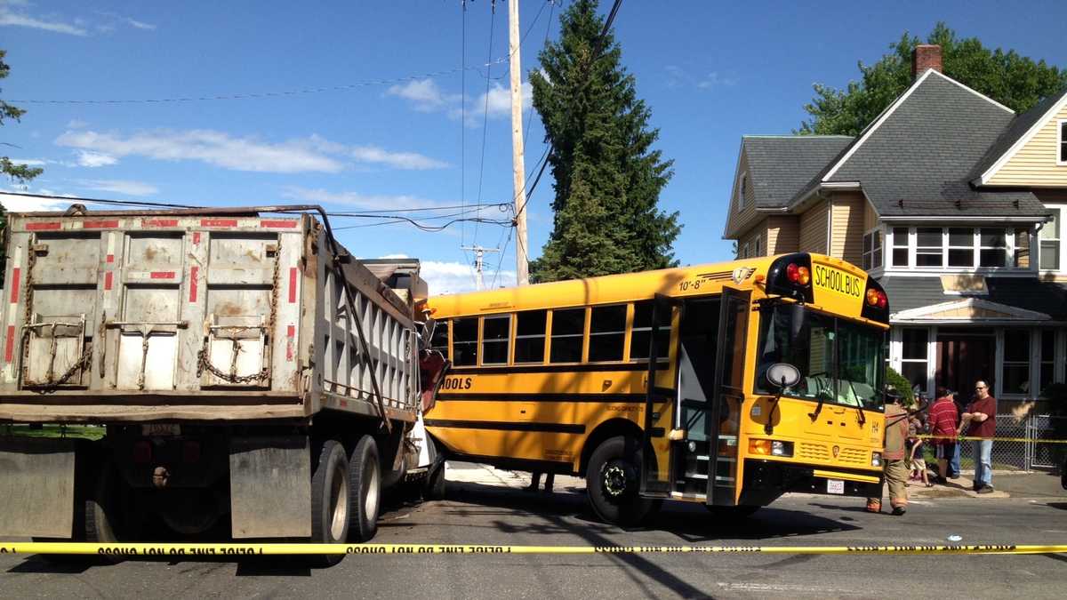 School bus, dump truck involved in crash