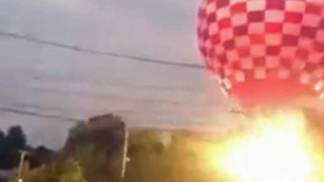 There were two explosions as the balloon hit power lines.