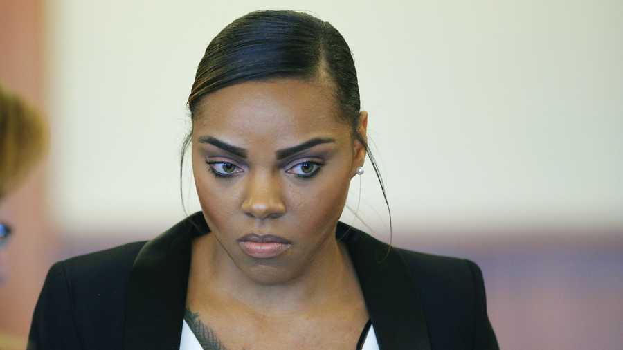 Shayanna Jenkins, fiancee of former New England Patriots football player Aaron Hernandez. She faces perjury charges for lying to a grand jury hearing the case against Hernandez.