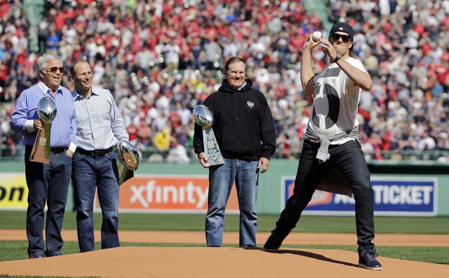 Tom Brady Throws First Pitch at Boston Red Sox Game