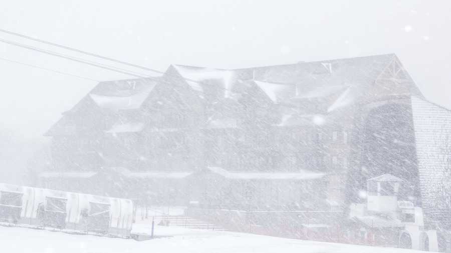 So much for spring skiing in your shorts.  Jay Peak Resort in northeastern Vermont shared these photos of the heavy snow that was falling Thursday morning. 