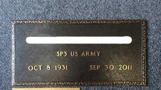 A photo of a bronze grave marker that will replace one of the three markers stolen from the High Street Cemetery in Hingham. The veteran's name has been obscured for privacy reasons.