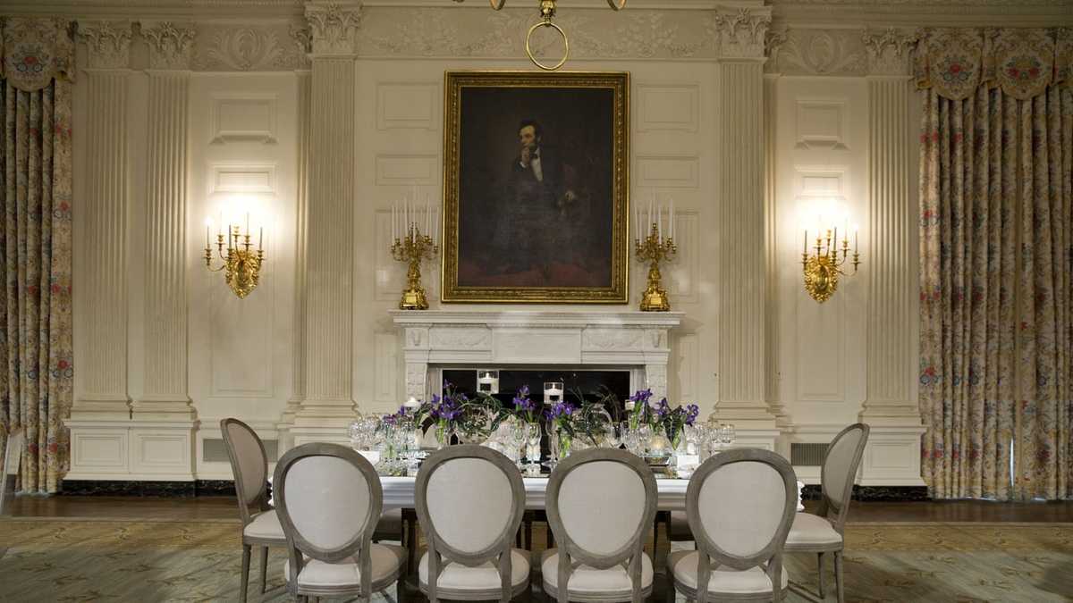 First lady redecorates White House State Dining Room