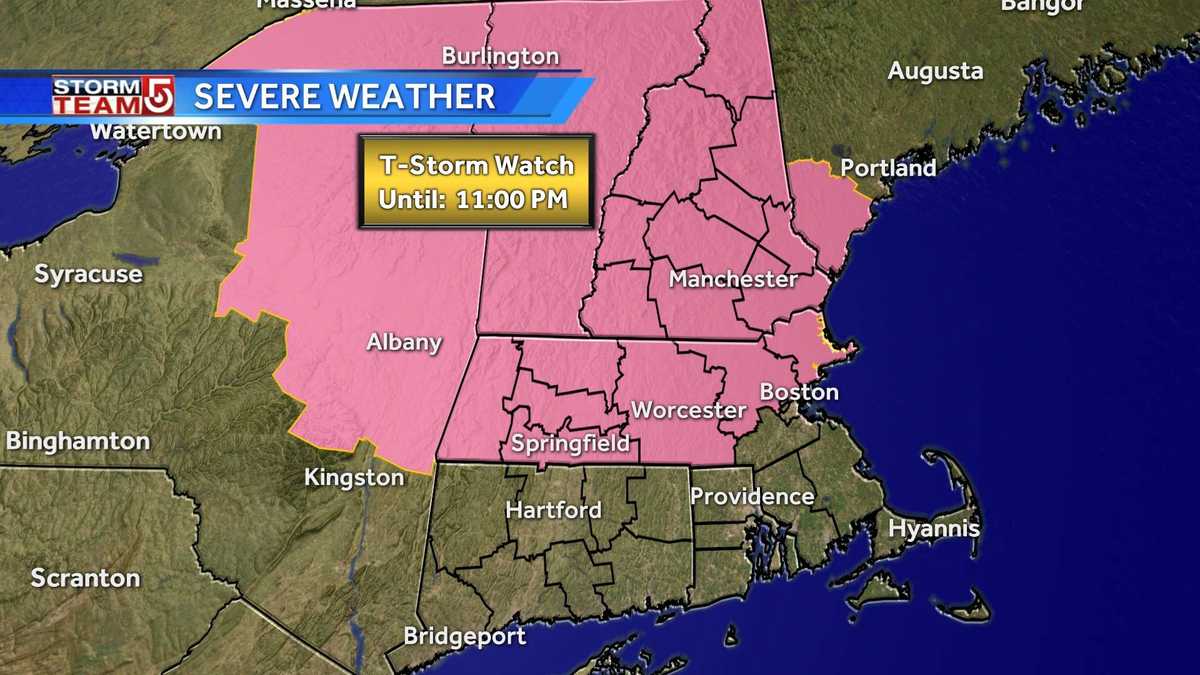 Severe thunderstorm watch issued for most of Mass.