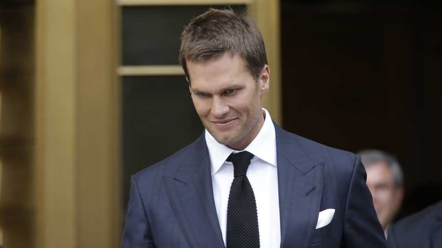 New England Patriots quarterback Tom Brady leaves federal court Wednesday, Aug. 12, 2015, in New York. Brady left the courthouse after a full day of talks with a federal judge in his dispute with the NFL over a four-game suspension.