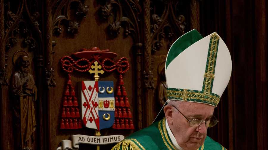 Pope Francis leads an evening prayer service at St. Patrick's Cathedral, Thursday, Sept. 24, 2015, in New York. (AP Photo/Alessandra Tarantino)