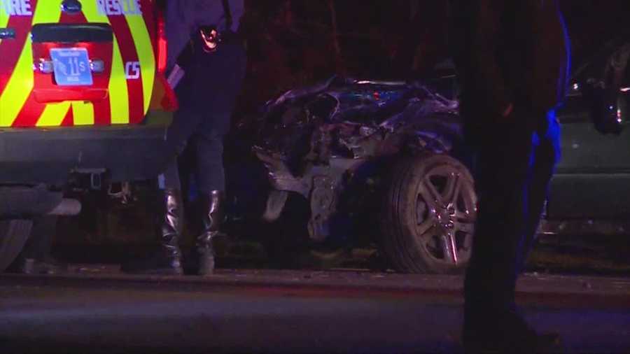 A pedestrian struck and killed in an accident involving a total of   5 cars.