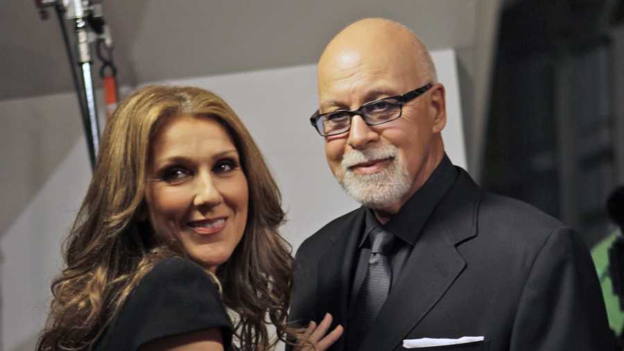 Celine Dion, left, poses with her husband Rene Angelil, right.