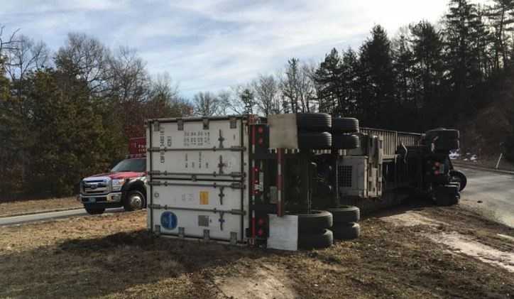 Bananas! Overturned Tractor-trailer Shuts Down Exit Ramp