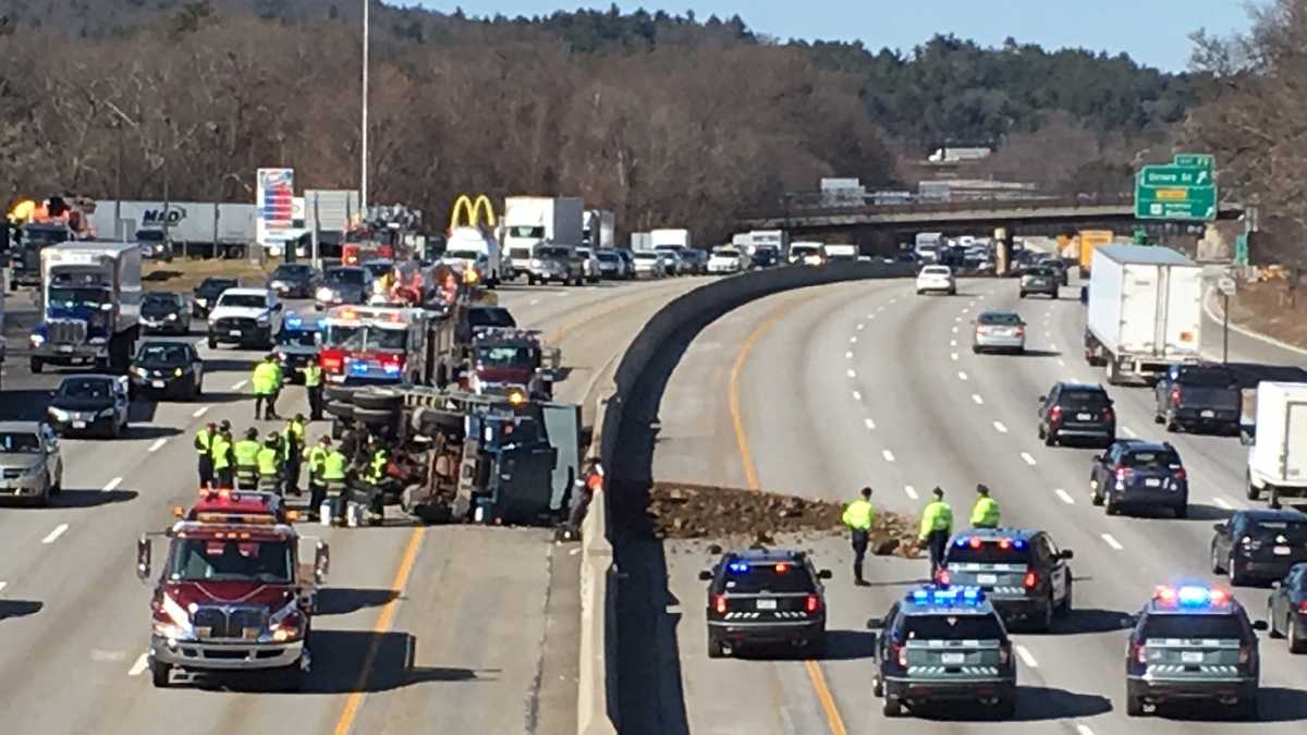 Dump truck crash snarling 128 commute in Newton