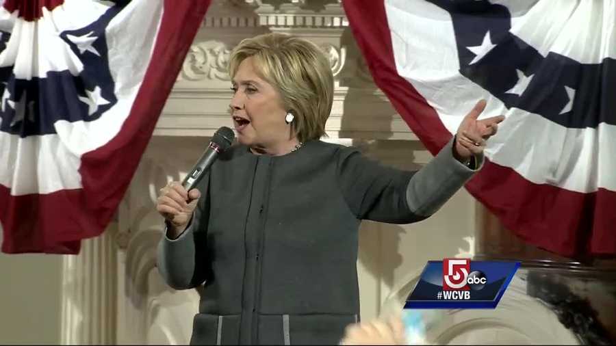 Hillary Clinton held a rally in Boston on Monday, speaking about what she would do as president and asking Bostonians to help her get there on Super Tuesday.
