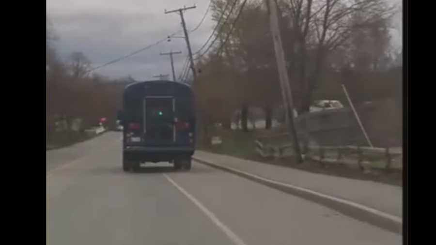 Caught on camera: 'Bored' 12-year-old drives stolen school bus