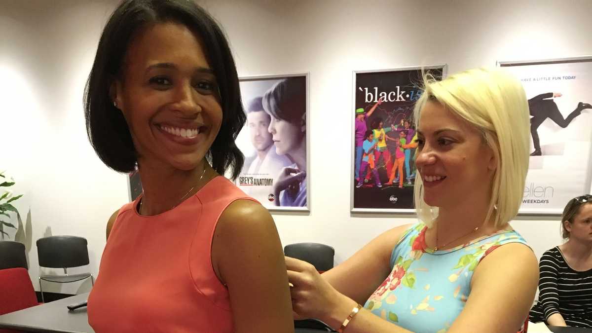 Women of WCVB try on dresses for 'Kelley for Ellie' fashion show