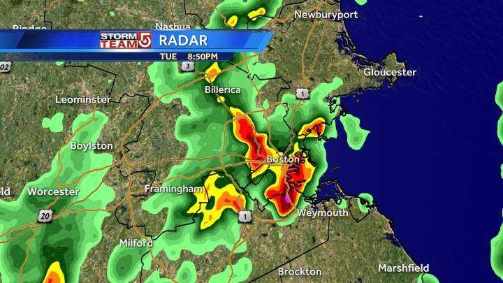 Strong storms, winds, hail moves through Boston area