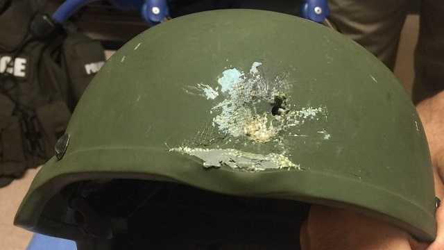 Orlando police say this Kevlar helmet saved an officer's life while he responded to the shooting. 