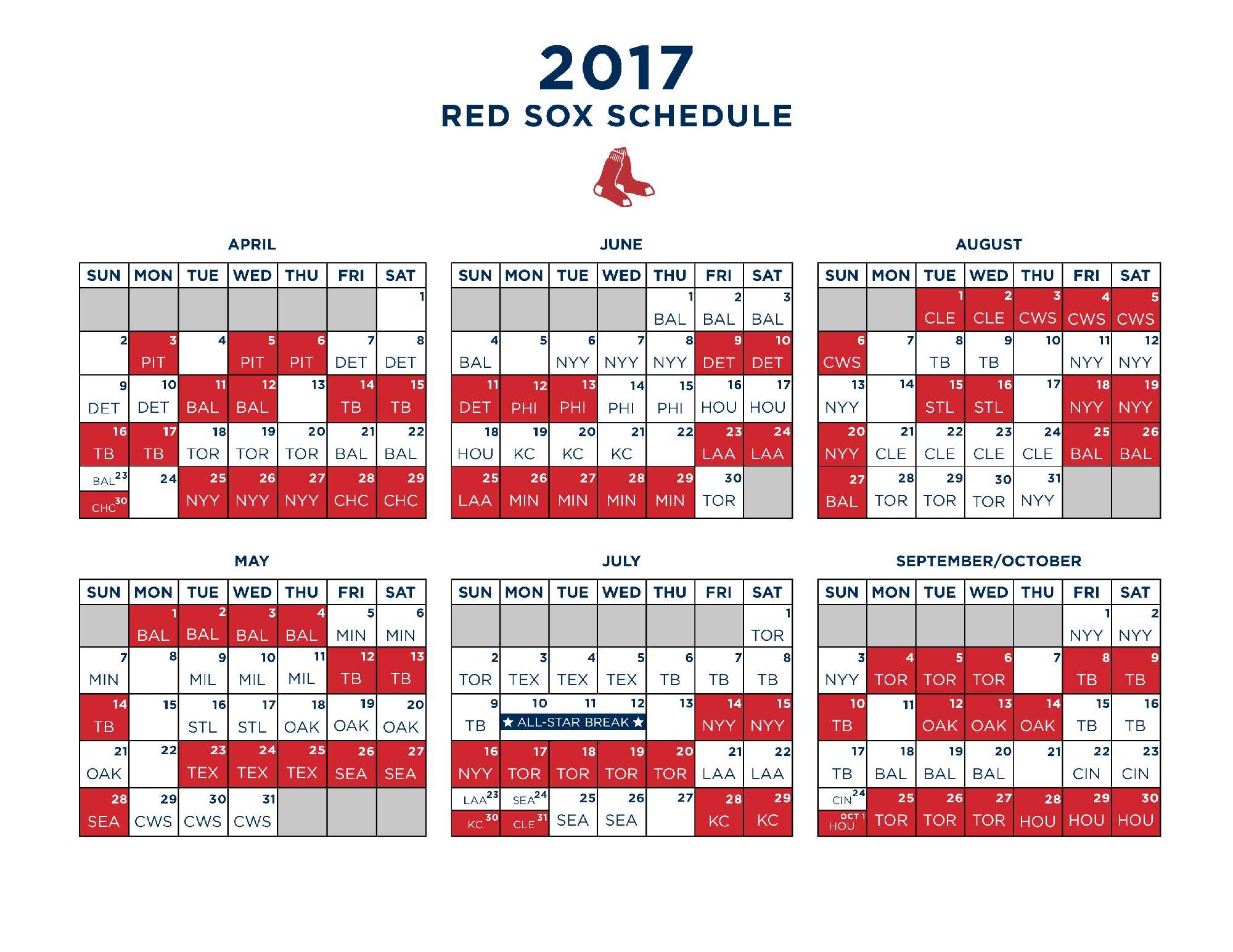 Boston Red Sox Schedule 2020